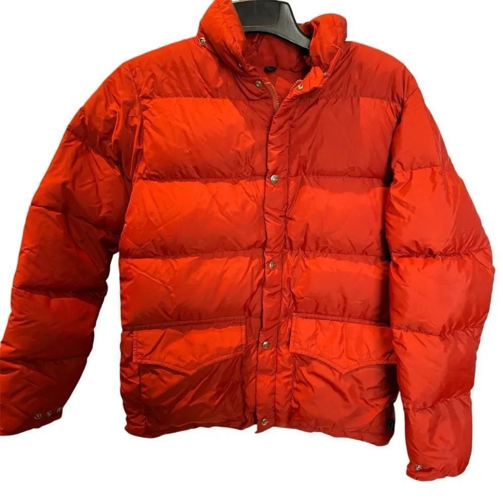 Woolrich Women's Vintage Down Puffer Jacket No Hood Rust Orange Size Medium